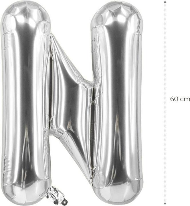 Image du produit Hermex Ballon Lettre N Argent Fête d'anniversaire Ballon en plastique 60cm (1 x)
