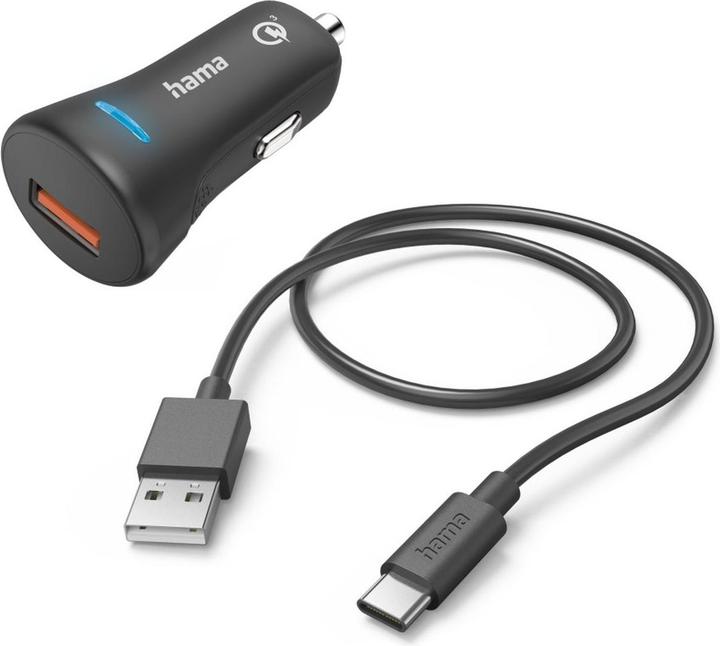 Hama Kfz-Ladeset, USB-C, QC 3.0, 19,5 Watt, Schwarz