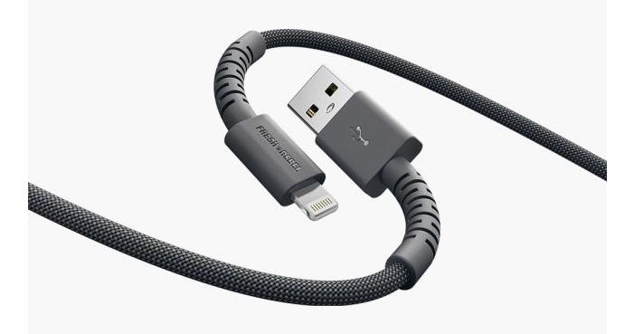 Actual product image Fresh'N Rebel Fresh 'n Rebel USB-A zu Lightning silicon geflochtenes Kabel "FlexWave" 70cm, Storm Grey (0.70 m, 12 W)