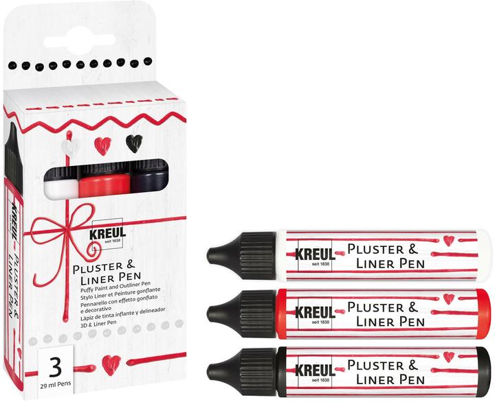 Produktbild Kreul Pluster & Liner Pen Set (Rot, Weiss, Schwarz, 29 ml)