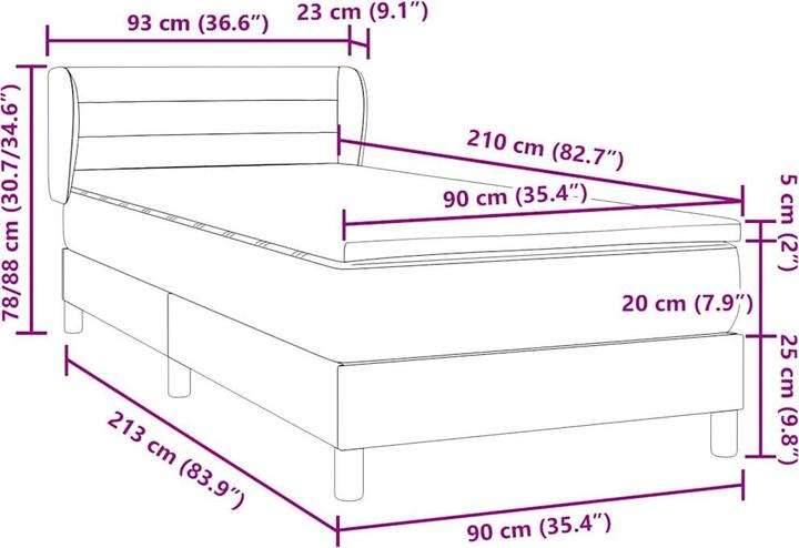 Produktbild vidaXL Boxspringbett (90 x 210 cm)