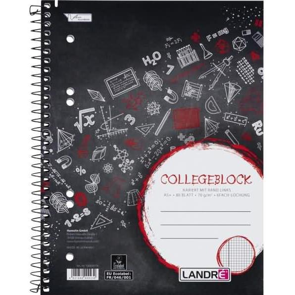 Landré, Heft + Block, College A5+ Collegeblock (A5+, Kariert, Kein Einband)
