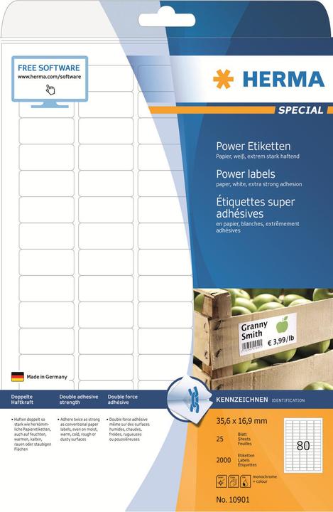 Actual product image HERMA Power labels A4