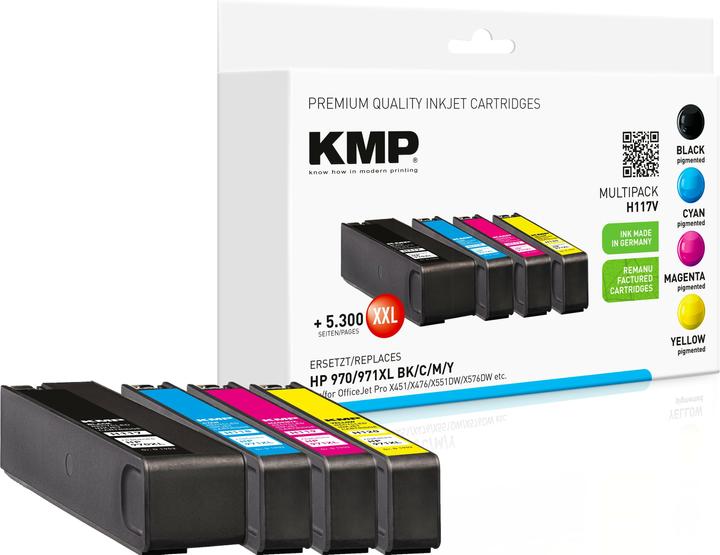 KMP Tinte replaces HP970/971XL (CN625AE, CN626AE, CN627AE, CN628AE) (M, C, Y, FC)