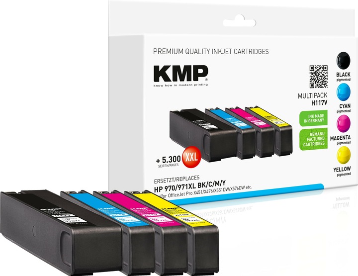 Produktbild KMP Tinte ersetzt HP970/971XL (CN625AE, CN626AE, CN627AE, CN628AE) (M, C, Y, BK)