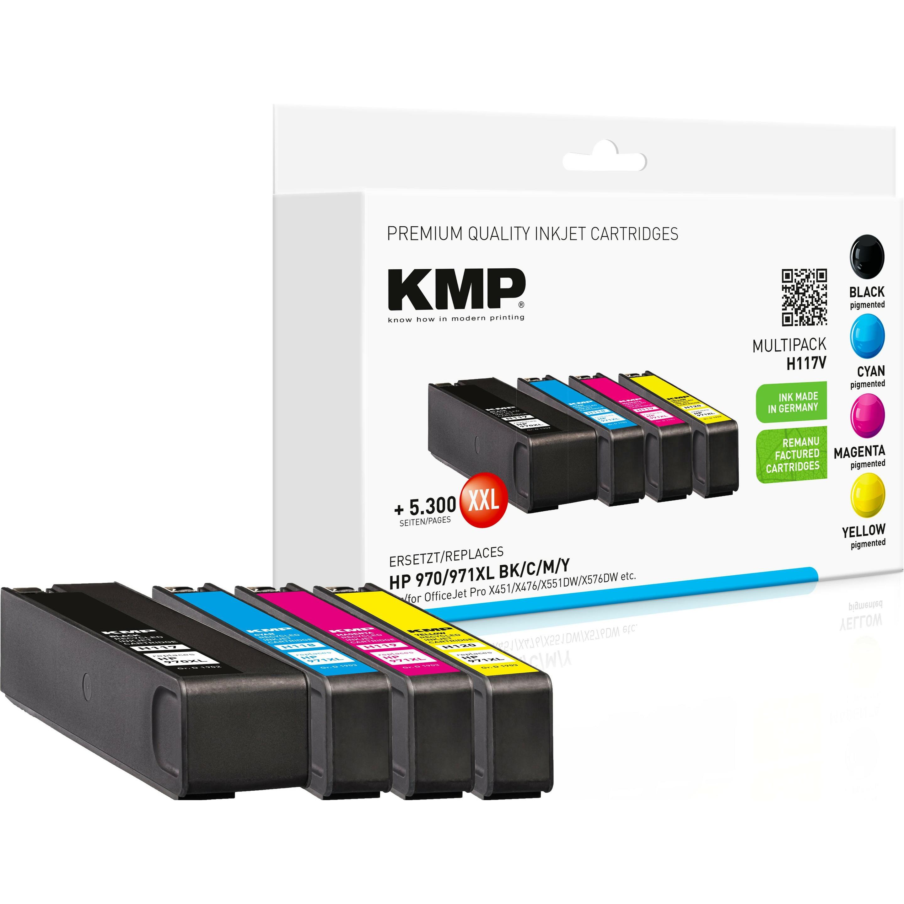 KMP, Druckerpatrone, Tinte ersetzt HP970/971XL (CN625AE, CN626AE, CN627AE, CN628AE) (M, Y, BK, C)