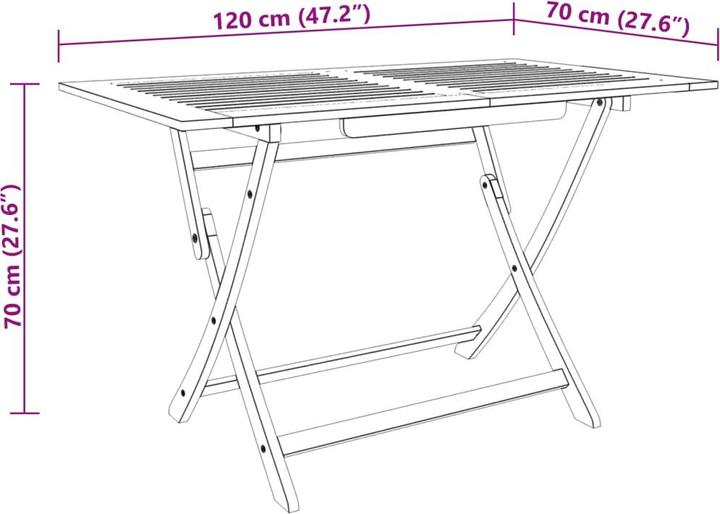 Produktbild vidaXL Gartentisch Klappbar Eukalyptus (120 x 70 x 75 cm)