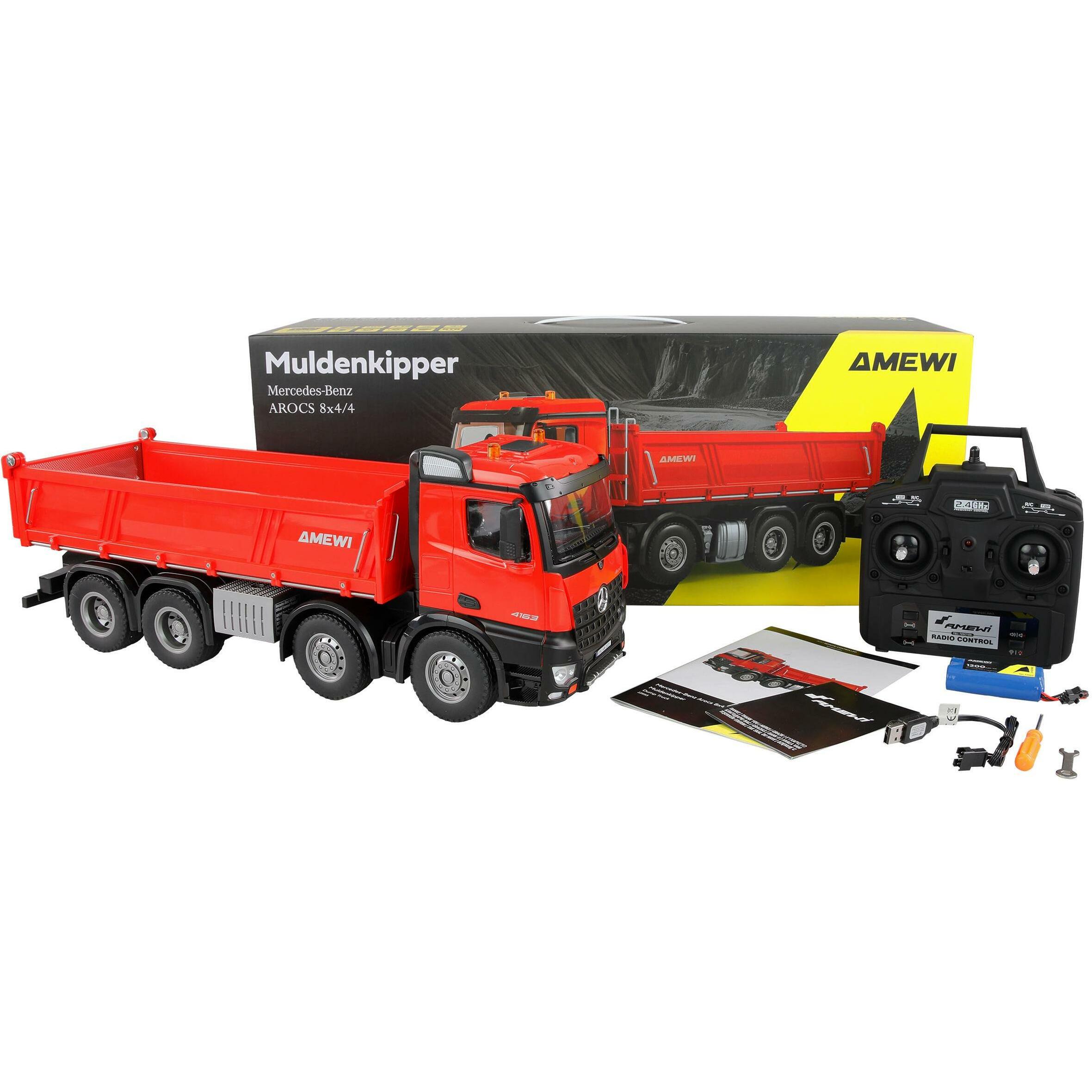 Amewi Mercedes-Benz Arocs Kraanwagen Met Kipper 1:18 RC 4WD RTR