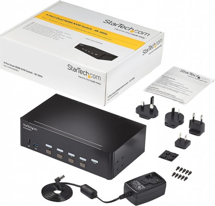 Produktbild StarTech KVM Switch HDMI 4 Port - 4K 30 Hz - KVM Extender für HDMI - KVM HDMI Umschalter