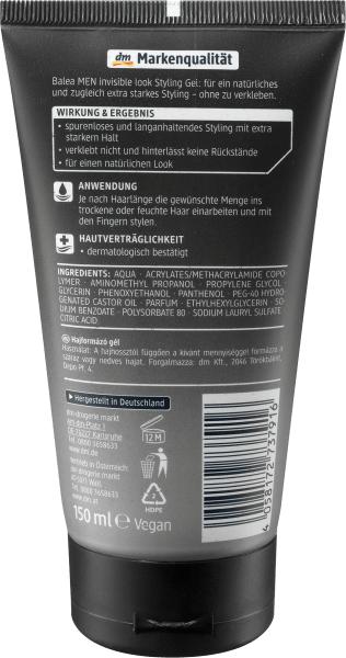 Produktbild dm Balea MEN Styling Gel Invisible Look (Haargel, 150 ml)