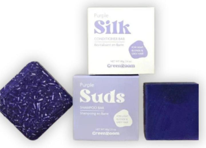 Actual product image Green Room Shampoo & Conditioner Set Color Correction Purple (Solid shampoo)