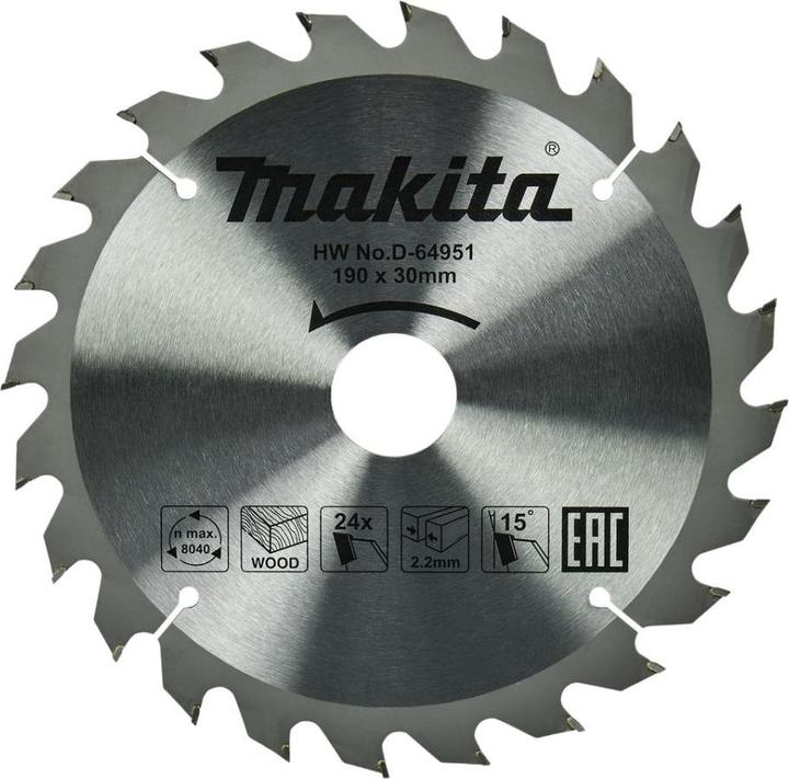 Actual product image Makita D-64951 TCT saw 190X2.2X30mm 15° T24 Standard wood