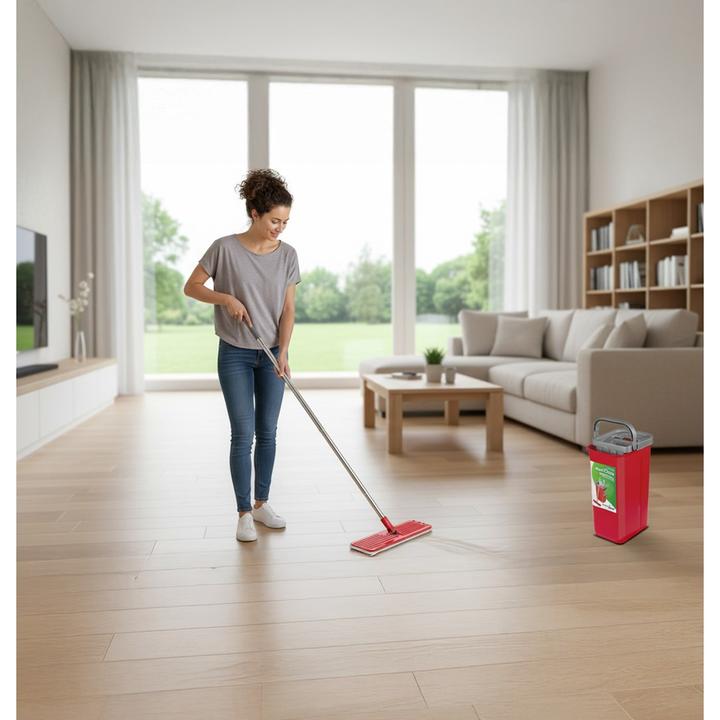 Productafbeelding Greenblue MaxiClean Vlakmop Set met 2 in 1 Schoonmaakemmer 5 7L Mop Set Vloermop Mop Reinigingssysteem (3 Pcs.)