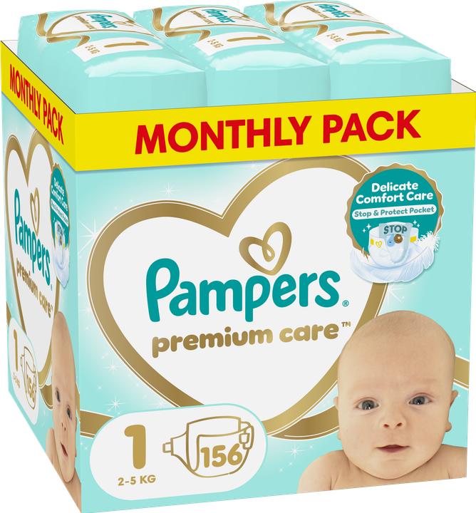 Image du produit Pampers Soins premium (Taille 1, Pack mensuel, 156 pièce(s))