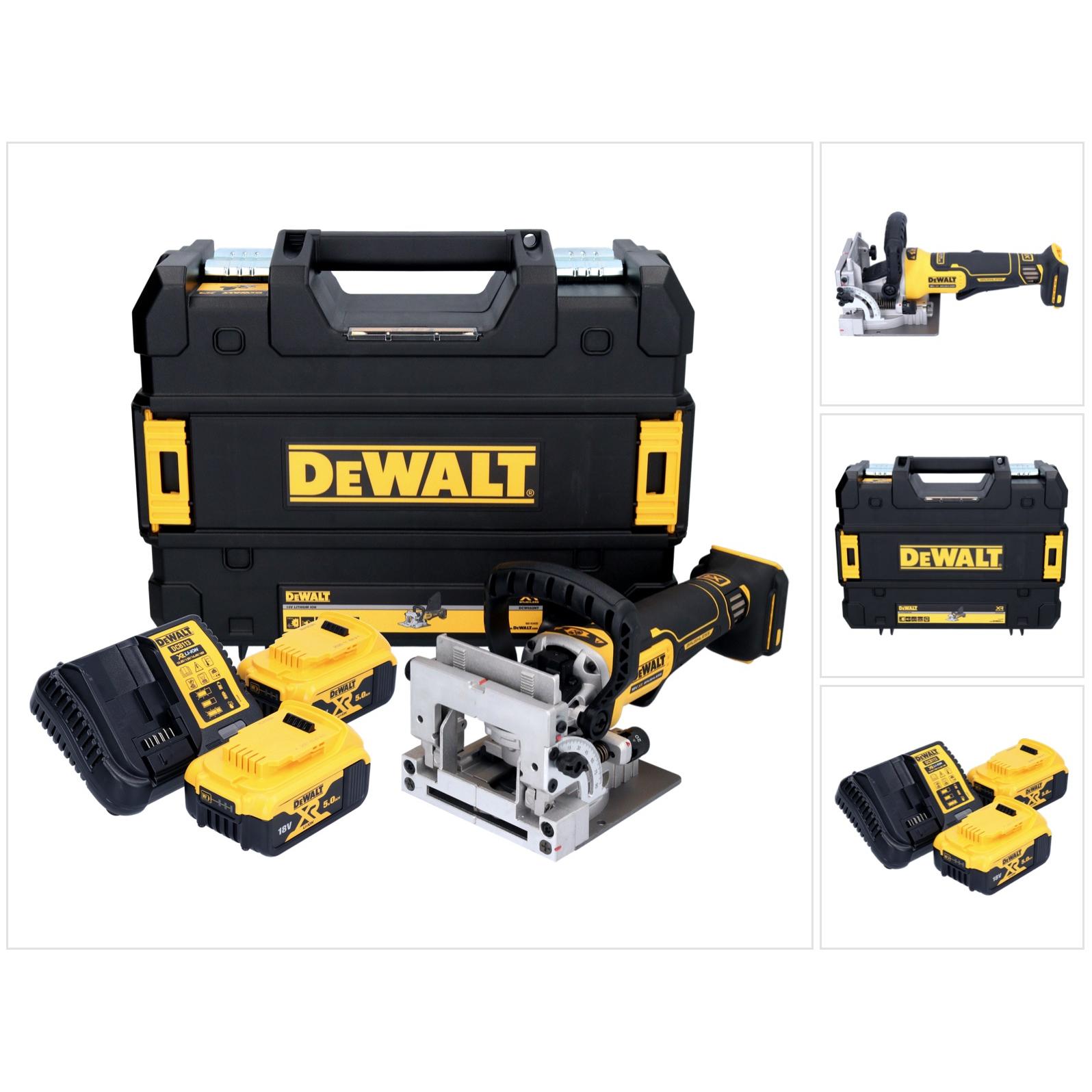 DeWalt, Fräse, DCW 682 P2T Akku Flachdübelfräse 18 V 102 x 20 mm Brushless + 2x Akku 5,0 Ah + Ladegerät +