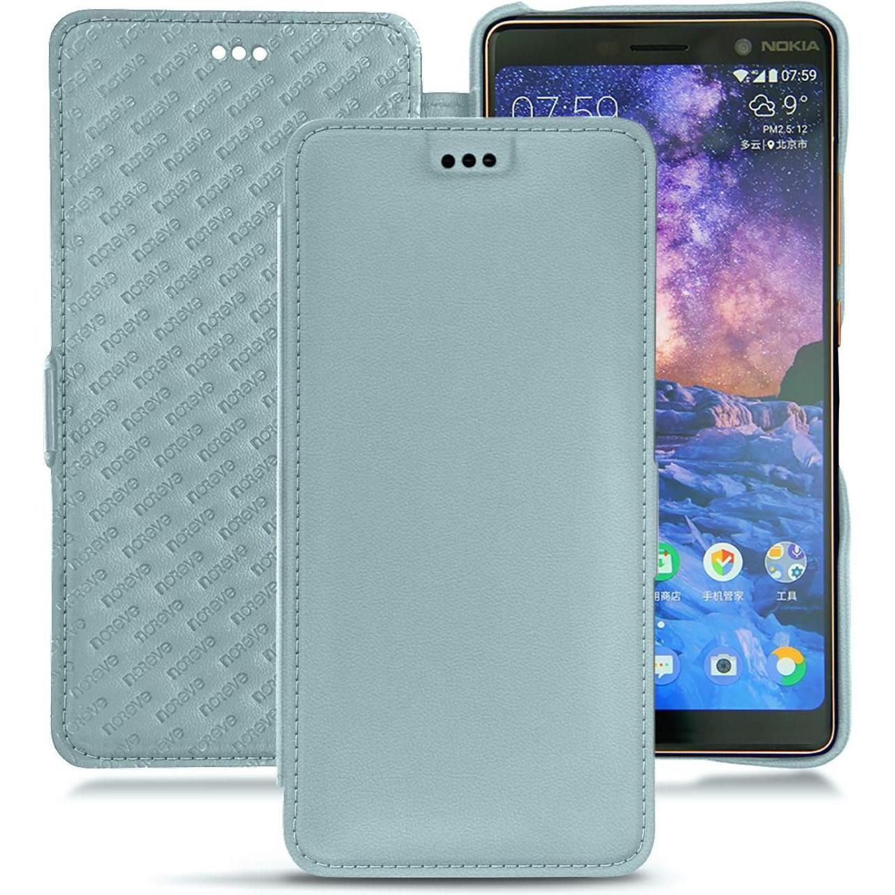 Noreve Lederschutzhülle horizontal (Apple iPhone 7 Plus), Smartphone Hülle, Blau