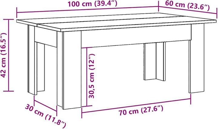 Image du produit vidaXL Couchtisch (100 x 60 x 42 cm)