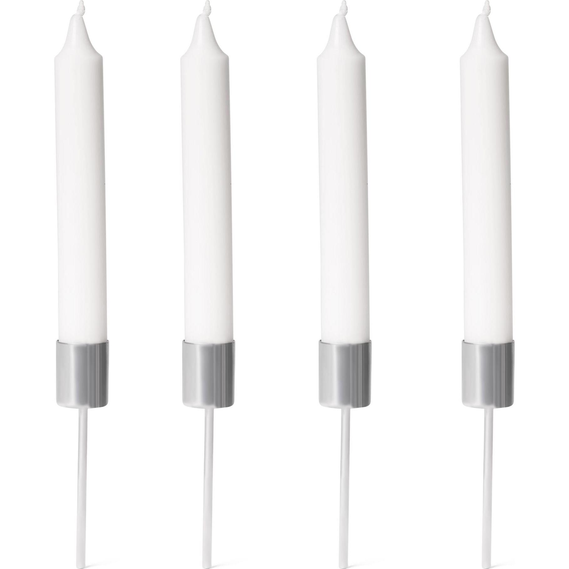 Novaliv, Kerzenständer, 8x Stabkerzenhalter silber I Kerzenpick 10 x 2,5 cm Kerzenstecker für Adventskranzdekoration