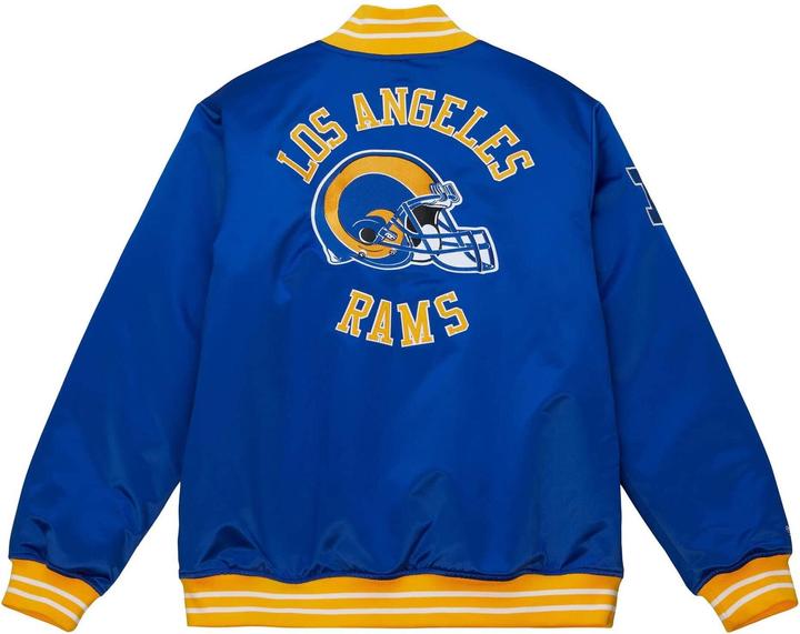 Actual product image Mitchell & Ness NFL Heavyweight Satin Jacket for Men Los Angeles Rams (L)