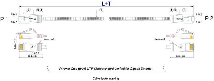 Produktbild Wirewin Slim Toughkabel: UTP, 0.5m, gelb (UTP, CAT6, 0.50 m)