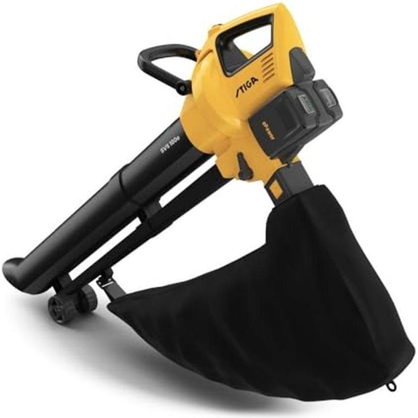 Stiga, Aspirafoglie + Soffiafoglie, Soffiatore aspirante trituratore 3 in 1 con batteria e caricabatterie (Batteria ricaricabile, Aspirafoglie, Soffia