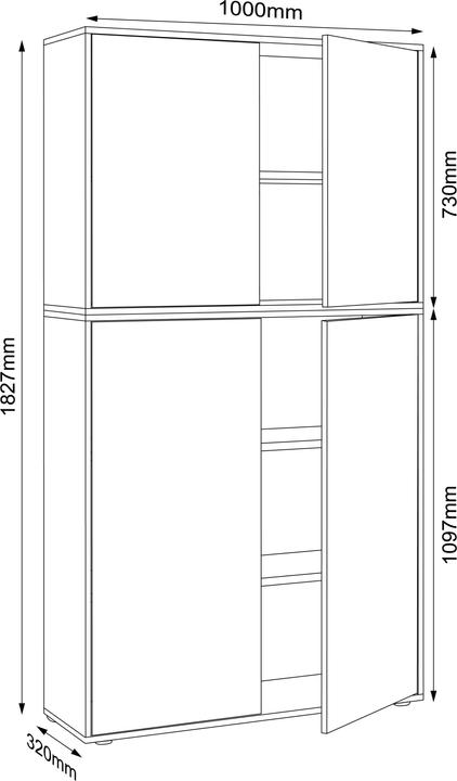 Nutritional values and ingredients VCM Office cupboard sideboard Salia 5-compartment B100 (100 x 33 x 183 cm)