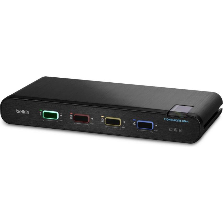 Belkin F1DN104KVM-UN-4, 3840 x 2160 Pixel, 4K Ultra HD, Schwarz, KVM Switch, Schwarz