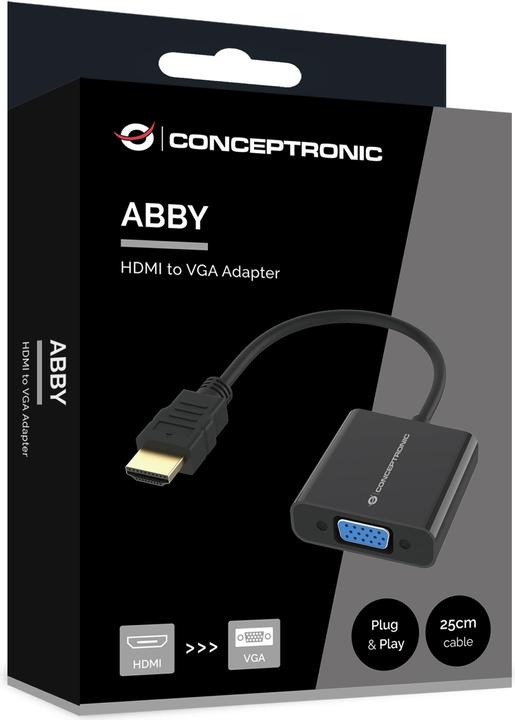 Actual product image Conceptronic Adapter HDMI -> VGA 1080P 60Hz 0.25m bw
