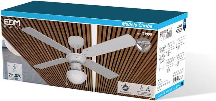 Produktbild EDM Enzo Plafondventilator 102cm 3 standen 50W wit + lamp - 8652700 (43.50 dB)