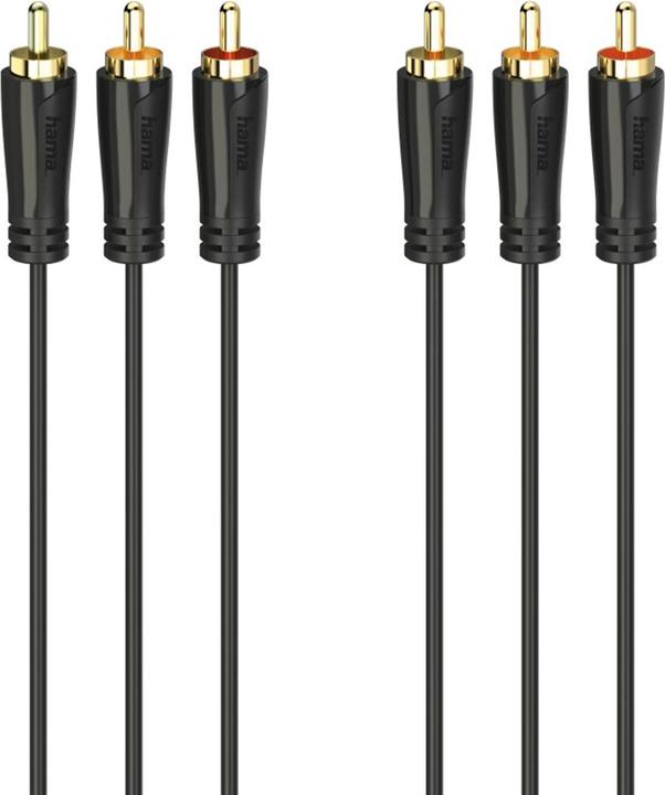 Hama Audio-/Video-Kabel, 3 Cinch-Stecker - 3 Cinch-Stecker, vergoldet, 1,5 m (1.50 m, Cinch Kabel)