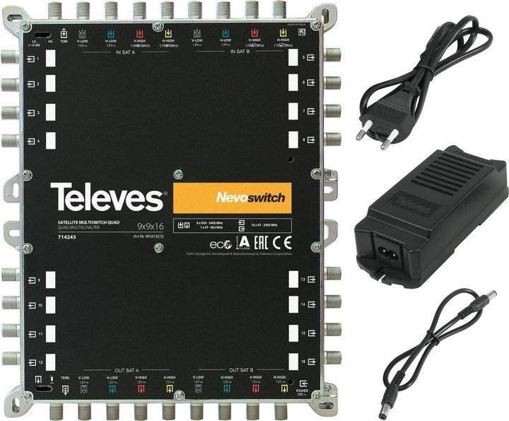Image du produit Televes 714203 Distribution de blocs satellite 9 entrées 16 sorties (Multi commutateur)