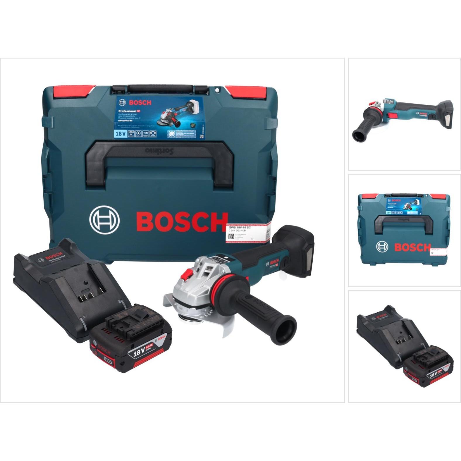 Bosch Professional, Winkelschleifer, Bosch GWS 18V-10 SC Akku Winkelschleifer 18 V 125 mm Brushless + 1x Akku 5,0 Ah + L...