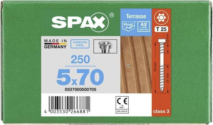 Produktbild Spax Terrasse A2 Zylinderkopf T-Star Plus T25 Fixiergewinde Cut (250 Schrauben pro Stück)