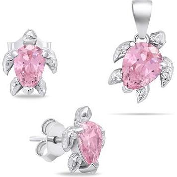 Brilio, Schmuck Set, Playful Silver Jewelry Set with Zircons Turtle SET233WP (Earrings, Pendant), Silber
