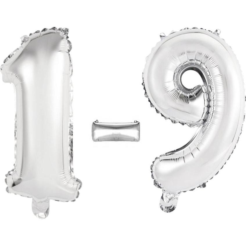 Thumbnail - Amscan Silberfarbener Folienballon, Höhe 41cm Nummer 0