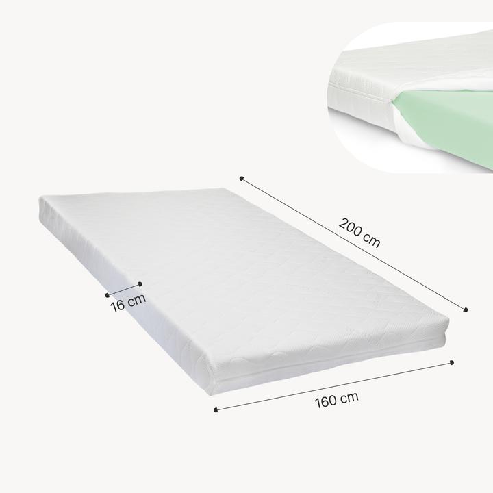 Produktbild En.Casa LED Polsterbett Tröstiar mit Matratze 160x200cm Beige