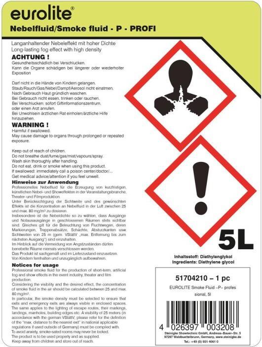 Image du produit Eurolite Smoke Fluid -P- Profi, 5l de liquide fumigène (Machine à fumée)