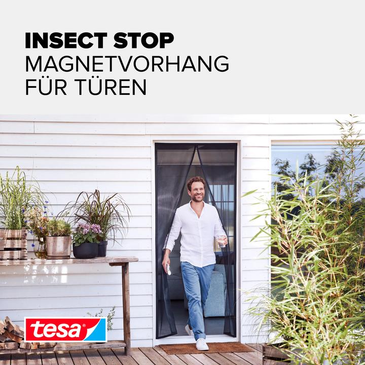 Produktbild tesa Insektenschutz Magnetvorhang für Balkon- und Terrassentüren, selbstschliessend, Montage ohne Bohren (100 x 220 cm)