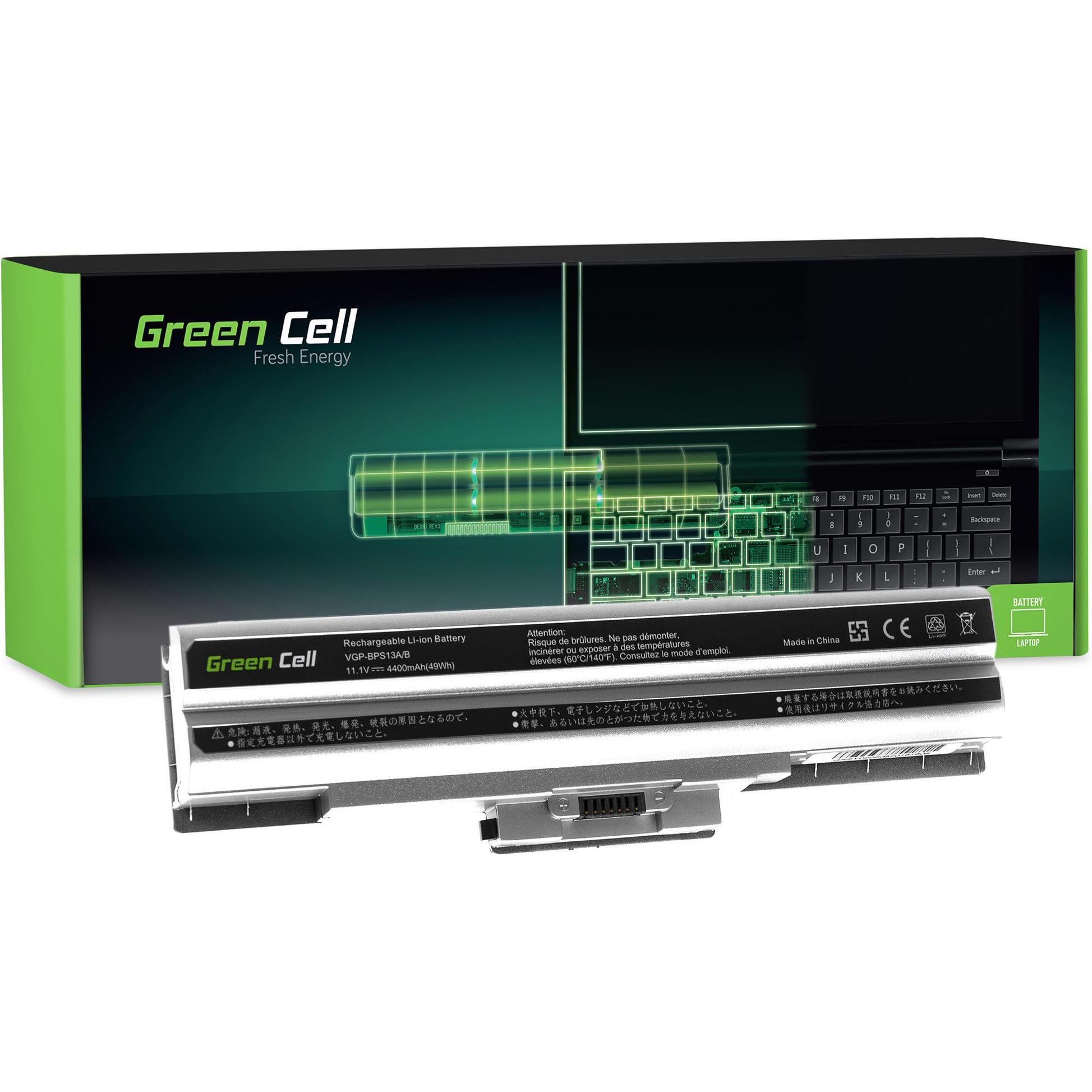 GreenCell Laptop Battery for Sony Vaio VGP-BPS13 VGP-BPS21 (silver) - 11.1V - 4400mAh (6 Zellen, 4400 mAh), Notebook Akk...