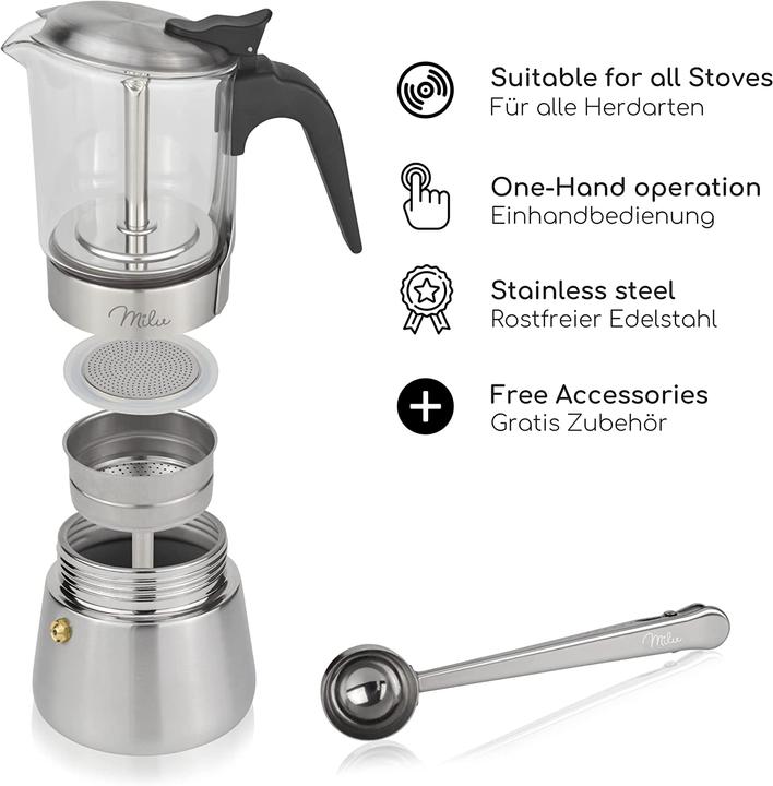 Produktbild Milu Espressokocher Induktion geeignet 4 Tassen 200ml (4 T.)