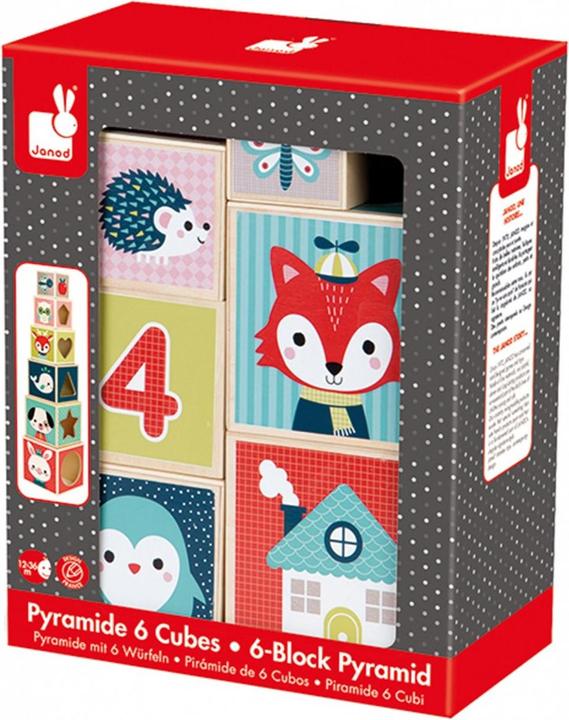 Image du produit Janod Pyramide à 6 cubes - Bébé forêt