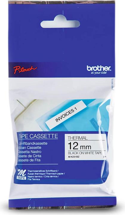 Brother MK-231BZ DirectLabel black on white 12mm x 8m Black White P-Touch M 9-12mm (1.20 cm, White)