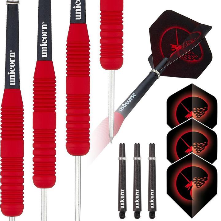 Actual product image Unicorn Core Plus Rubberised Red Steel Darts 1 set (21 g)