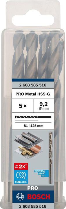 Image du produit Bosch Professional Zubehör Foret hélicoïdal PRO Metal HSS-G, 9,2 x 81 x 125 mm (9,2 mm)
