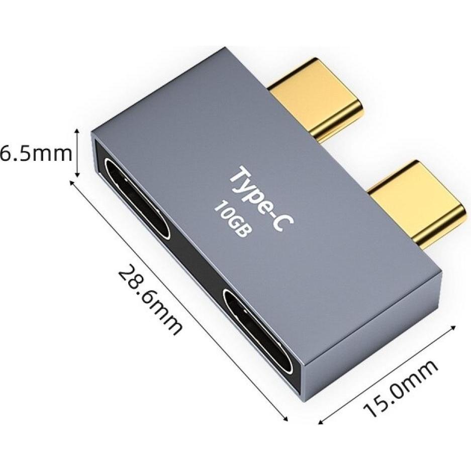 Thumbnail - PowerGuard Doppel USB-C auf Dual USB-C 3.1 Space Adapter für Apple MacBook, Dockingstation + USB Hub, Grau