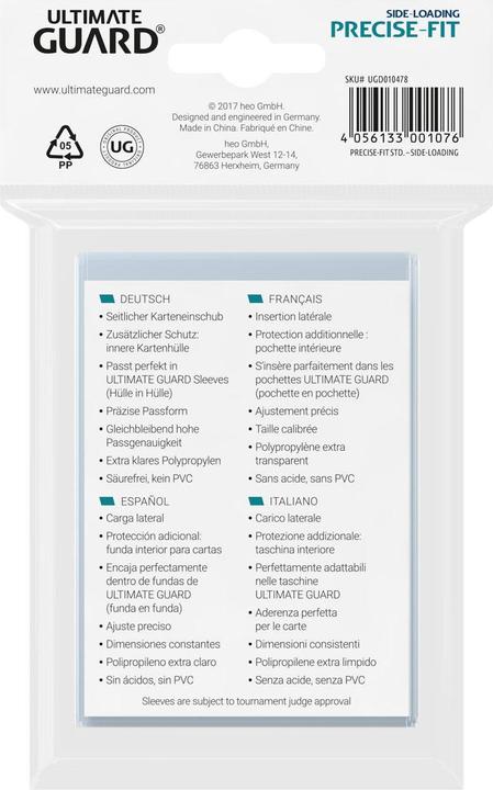 Produktbild Ultimate Guard UGD010478 - Precise-Fit 100 Kartenhüllen Seitliche Lagerung Standard Grösse, transparent