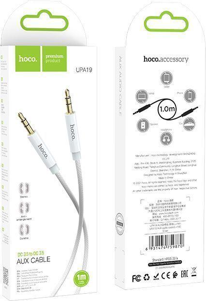 Produktbild Hoco 1M Dual 3.5mm AUX Audio Kabel Silber (1 m, AUX Kabel)