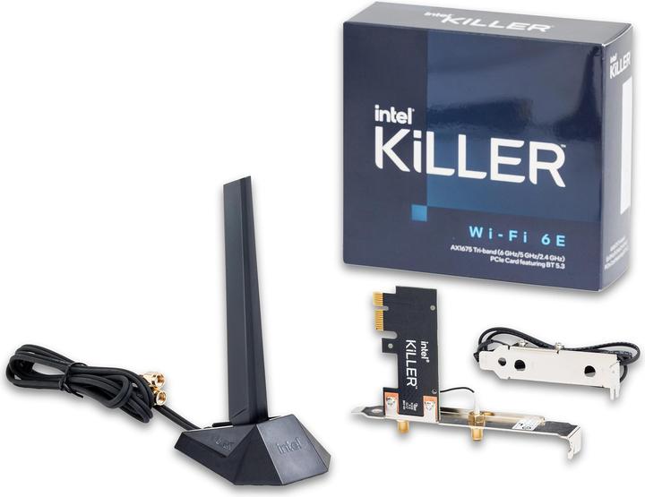 Immagine prodotto Intel Killer Wi-Fi 6E AX1675, Eingebaut, Kabellos, PCI Express, WLAN, Wi-Fi 6E (802.11ax), 2400 Mbit (Mini PCI Express)