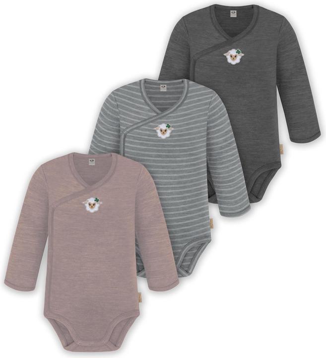 Produktbild Normani 3er Pack Baby Merino Langarm Wickelbody für Junge und Mädchen - 9355 (86)