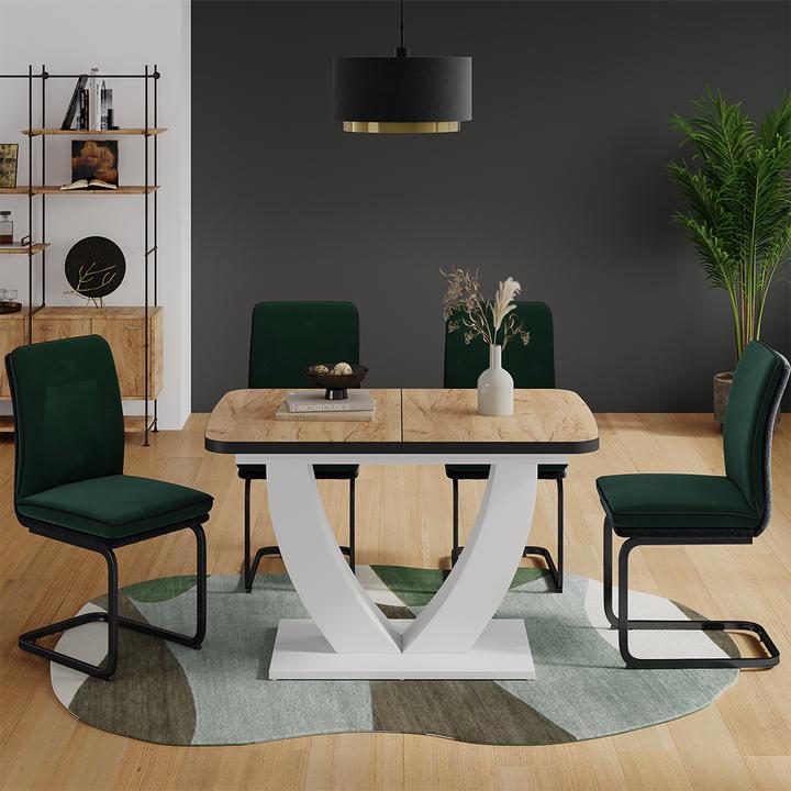 Produktbild Vicco Esstisch Fenaro, Goldkraft Eiche/Weiss/Weiss, 120 x 80 cm ausziehbar (120 x 80 x 77.40 cm)